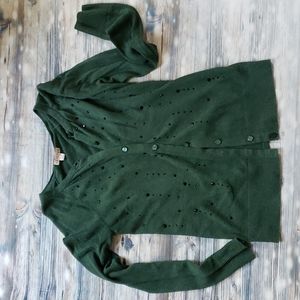 Merona green cardigan with black embellishments